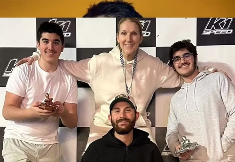 Céline Dion faz aparição rara e com os filhos
