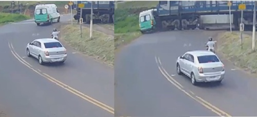 Ambulância é arrastada por trem na região.