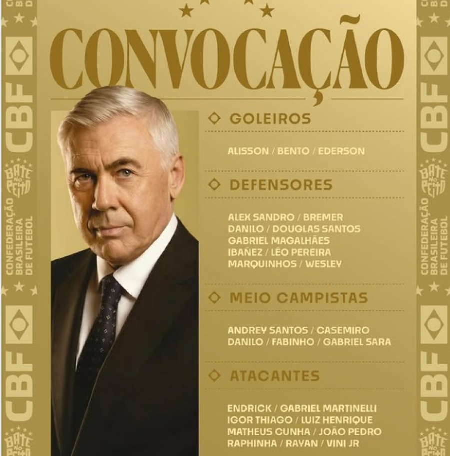Saiu a lista dos convocados da seleção Brasileira