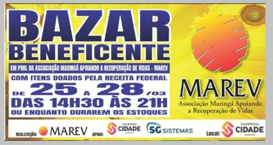 Marev tem bazar beneficente, no Shopping Cidade