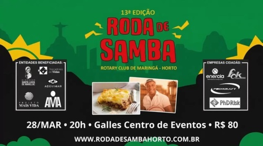 Roda de Samba solidária do Rotary com música e ajuda social