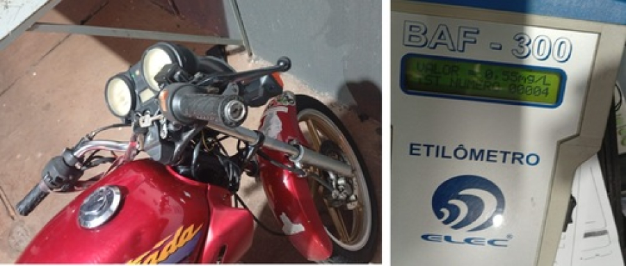Motociclista embriagado e sem CNH é preso.