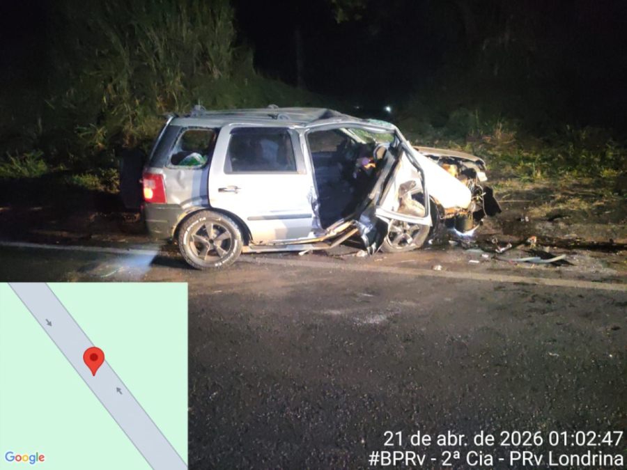 Mulher morre e duas pessoas feridas em acidente.