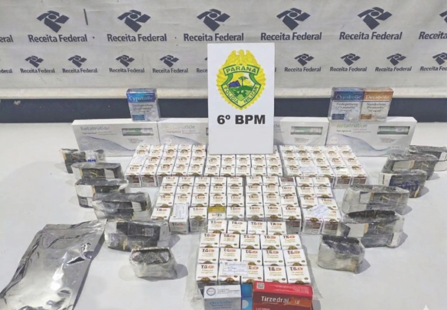 Polícia apreende 450 caixas de medicamentos.