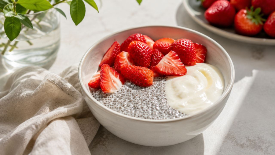Morango com chia para quem busca saciedade.