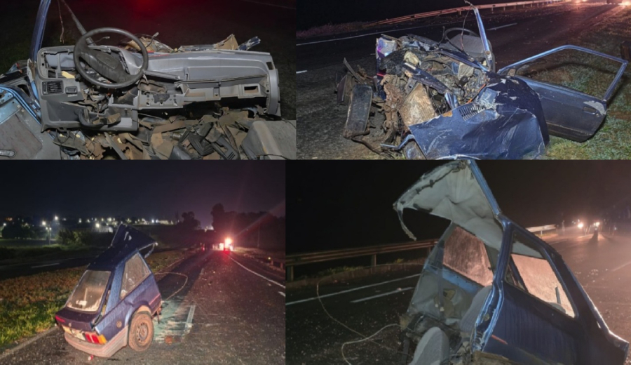 Carro  parte ao meio em acidente na BR-376