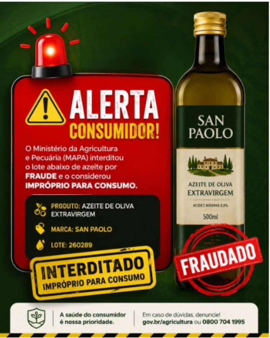  Ministério da Agricultura manda recolher azeite adulterado