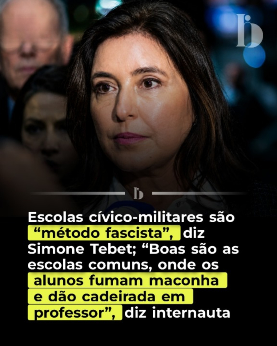 Tebet chama escolas cívico-militares de “fascista”.