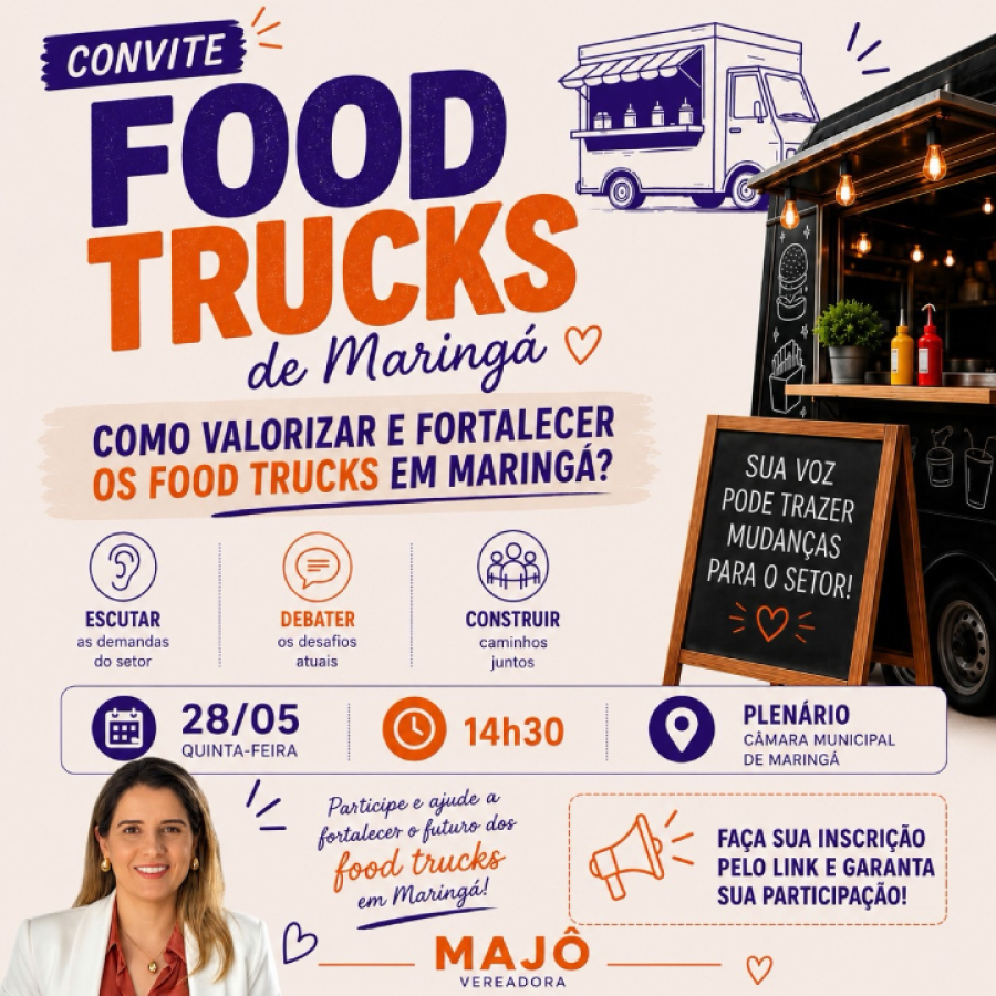 Food trucks terão reunião com vereadora Majô.