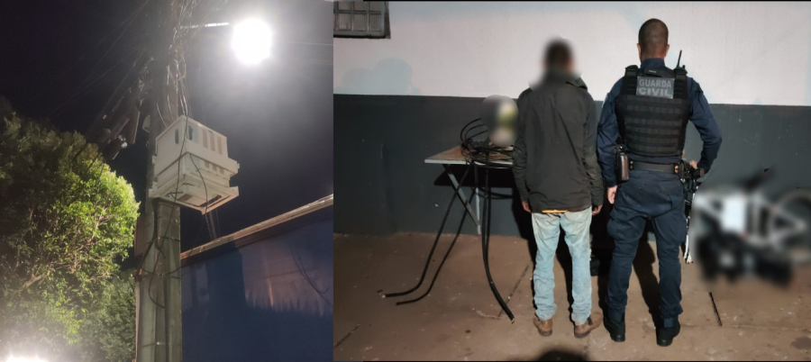 Homem é preso em flagrante furtando fiação pública em Maringá