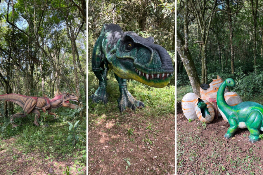 Réplicas de dinossauros triplicam público do Parque do Ingá no fim de semana
