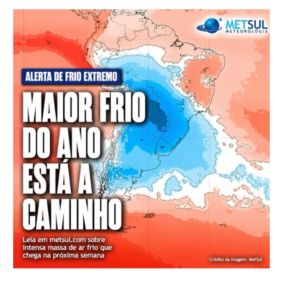 Vai chegar a onda de frio mais intensa do ano.