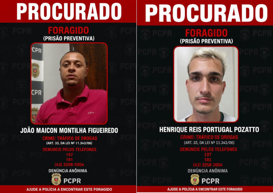 PC divulga imagens de foragidos da justiça.