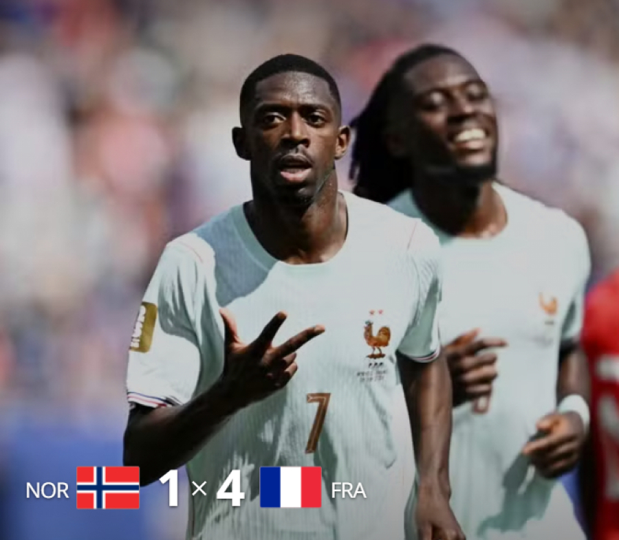 França goleia a Noruega e avança como líder