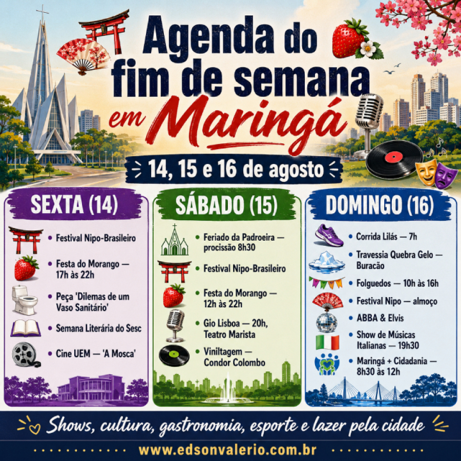 Veja o que fazer em Maringá neste fim de semana