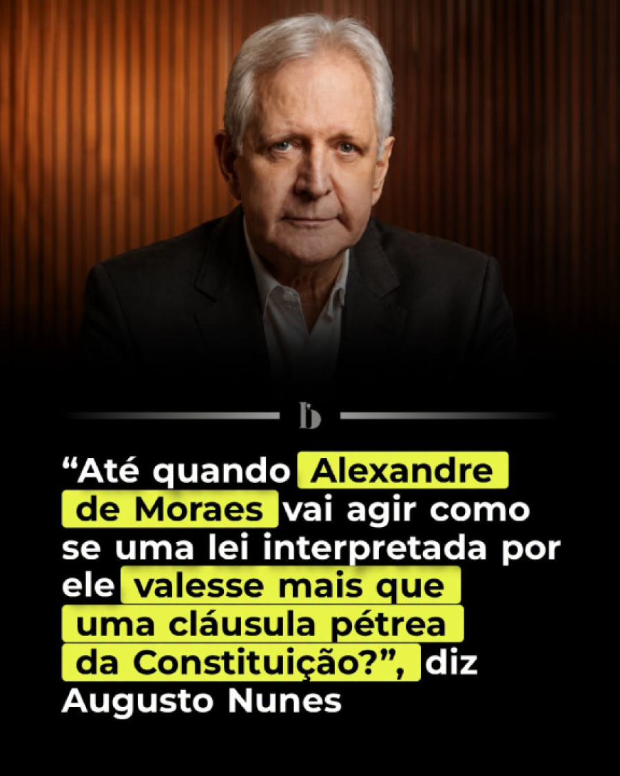 Jornalista Augusto Nunes questiona Moraes.