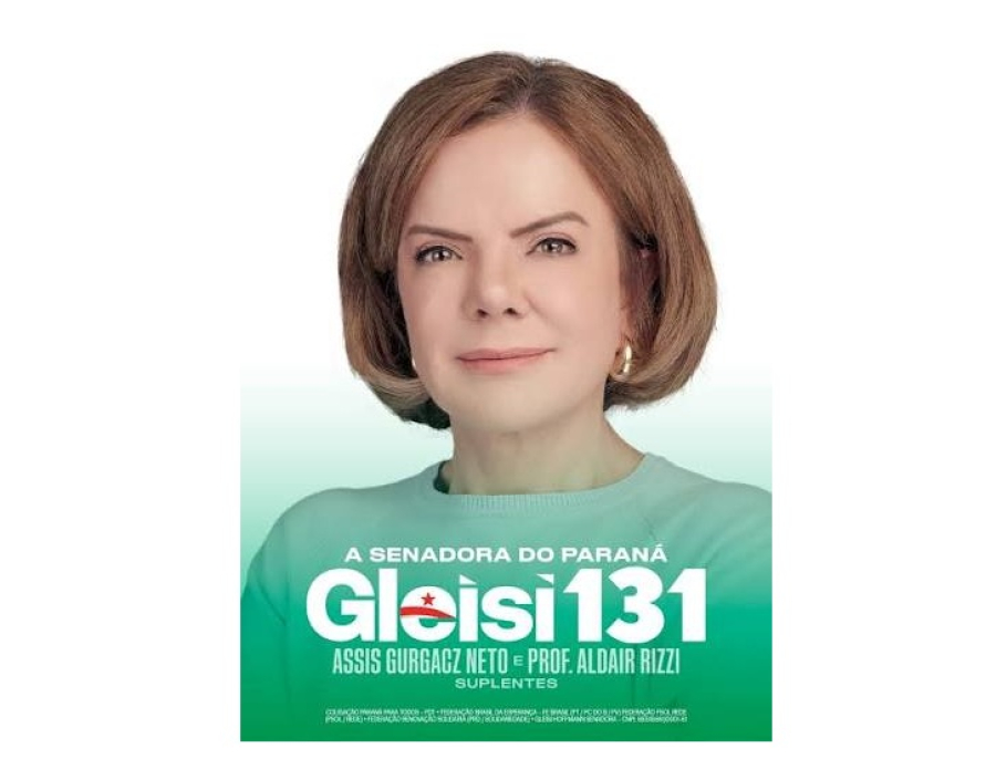 Gleisi adota verde e azul em campanha ao Senado.