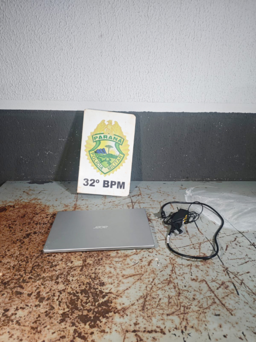 PM recupera notebook que ficou com motorista de aplicativo.