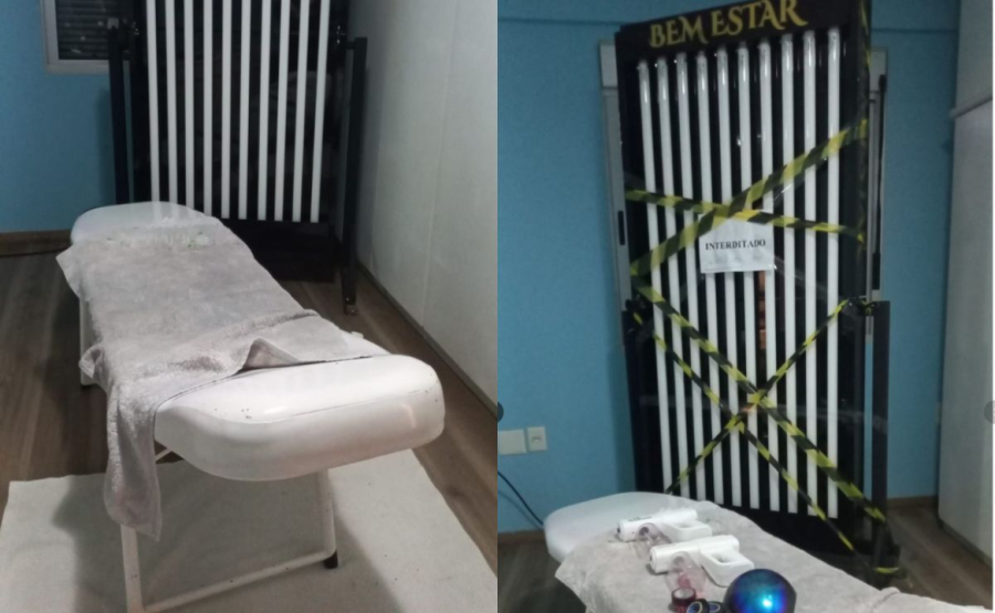 Polícia lacra 13 aparelhos de bronzeamento e conduz pessoas à delegacia