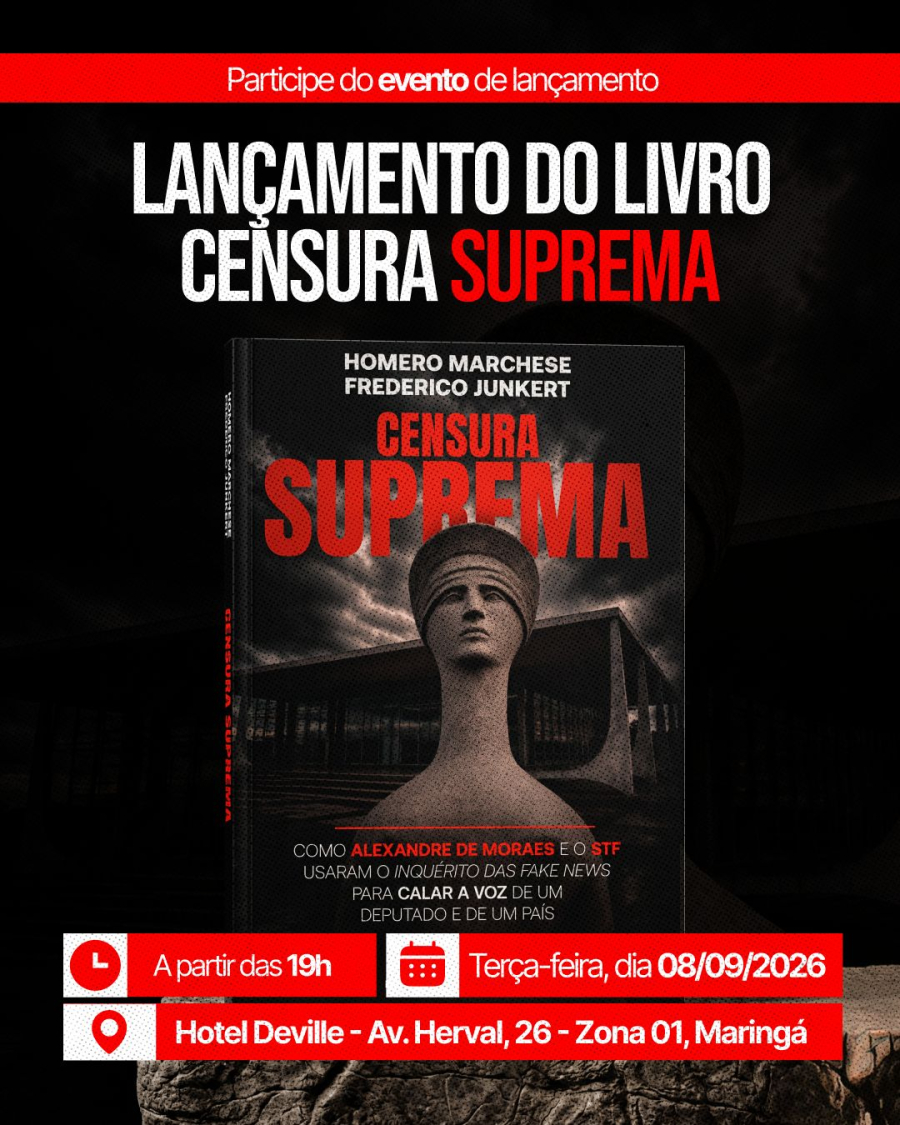 “Censura Suprema” será lançado em Maringá.