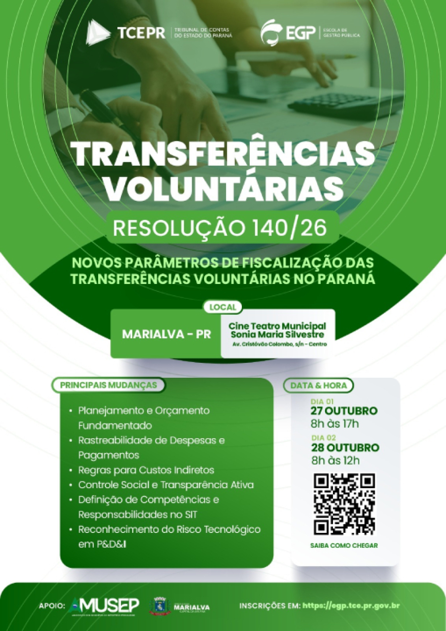 Marialva vai sediar capacitação do TCE-PR.