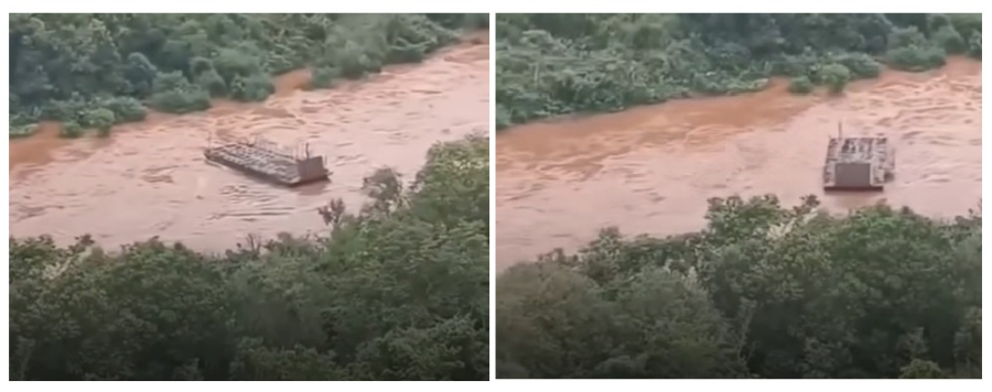 Cabo de aço se rompe e balsa é arrastada pelo Rio Piquiri.