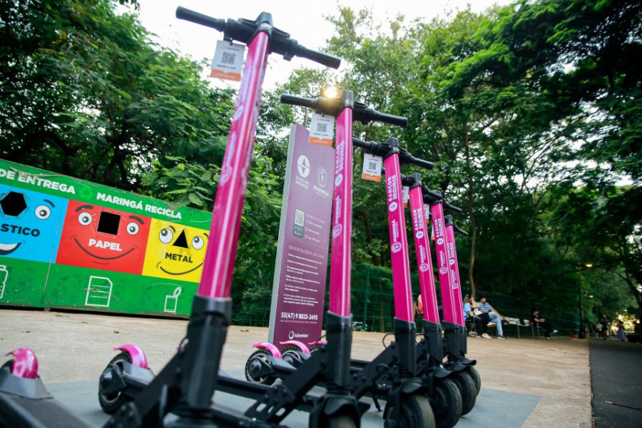 Maringá vai ampliar estações de bicicletas e patinetes.