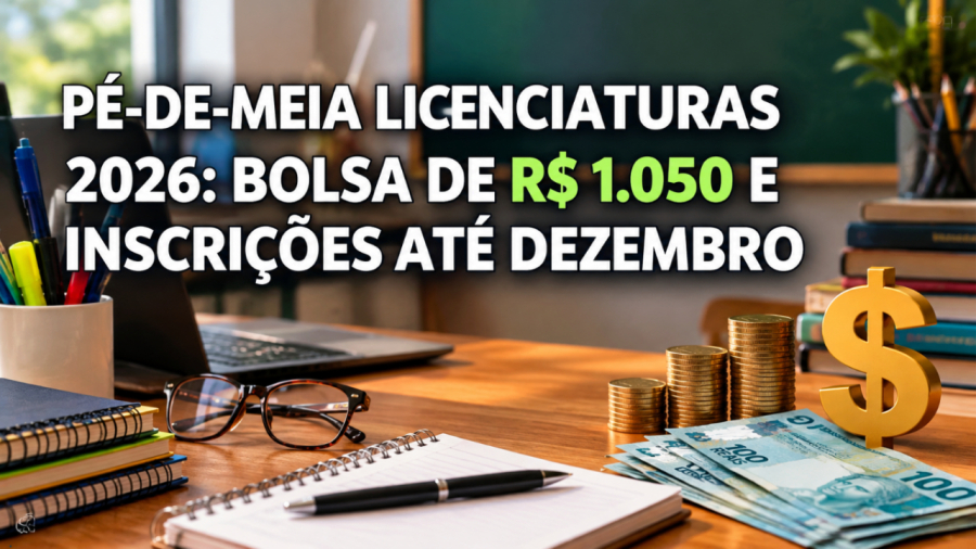 Pé-de-Meia Licenciaturas oferece bolsas de até 1.050 reais.