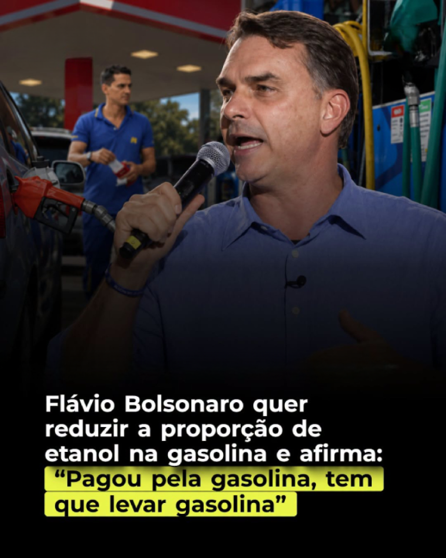 Flávio promete rever mistura de etanol na gasolina.