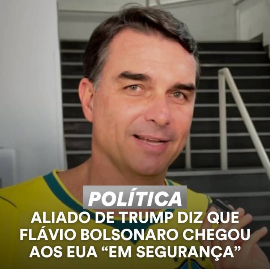 Flávio Bolsonaro chegou aos Estados Unidos com a familia.