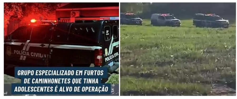 Polícia desmonta esquema de furto de caminhonetes que usava adolescentes como motoristas.