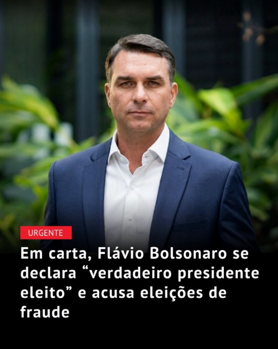 Flávio Bolsonaro denuncia fraude e desafia resultado das urnas.